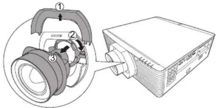 Diagram showing a camera assembly with numbered components and a projector unit, likely illustrating optical or imaging system.