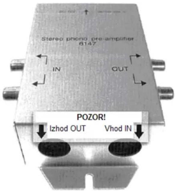 Stereo phono pre-amplifier 6147 IN OUT POZOR! Izhod OUT Vhod IN