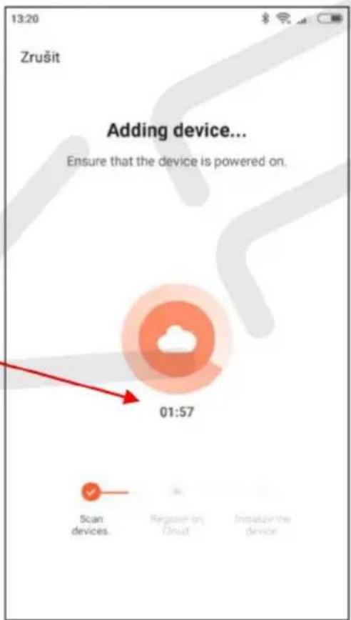 13:20 Zrušit Adding device... Ensure that the device is powered on. 01:57 Scan devices. Register on Cloud Imputer the device