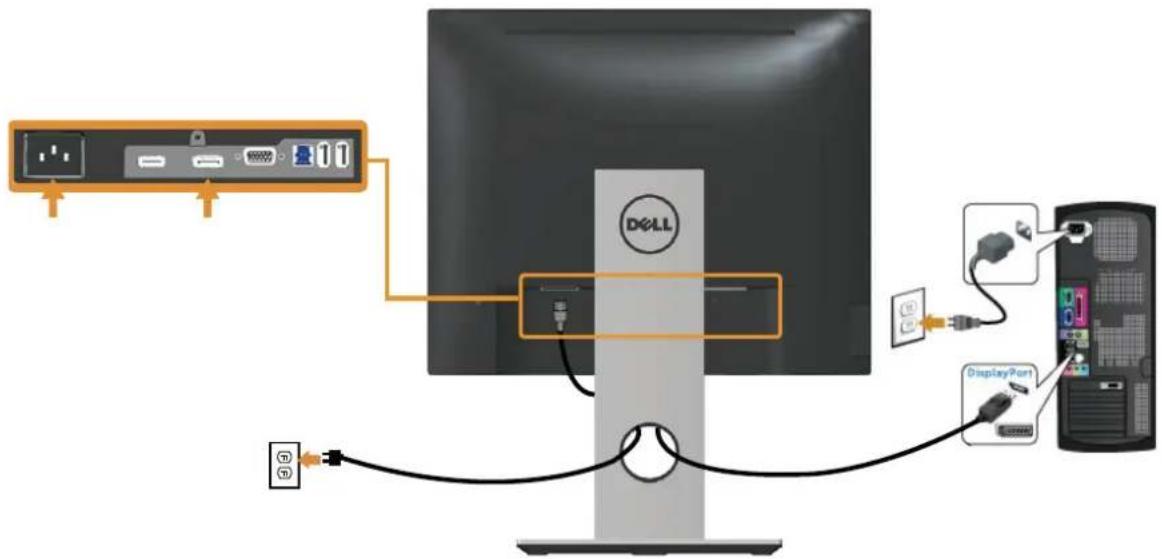 DELL P1917SWh - Connecting the DP cable - 1