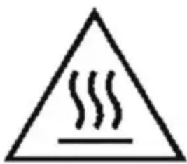 Warning symbol with steam inside a triangle, indicating heat or smoke hazard