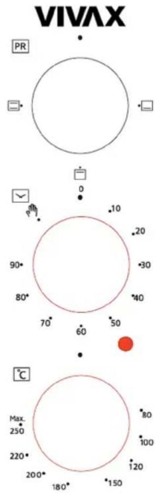 VIVAX PR 0 10 20 30 40 50 60 70° 80° 90° Max. 250 220° 200° 180° 150° 80° 100° 120° °C