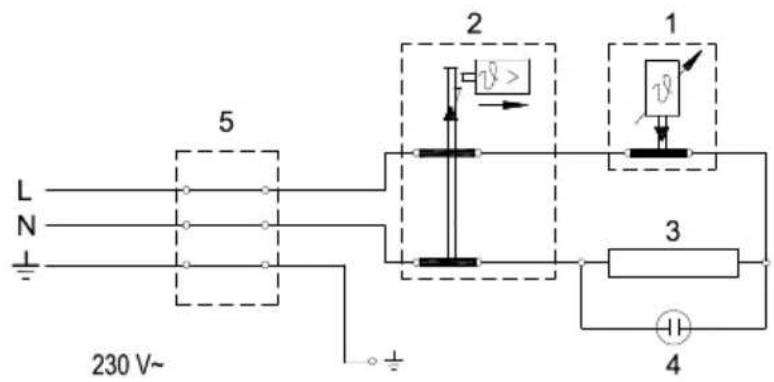 L N 5 2 1 v> 3 4 230 V~