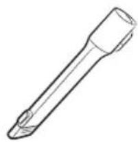 Line drawing of a mechanical tool with a cylindrical shaft and pointed tip (no text or symbols)