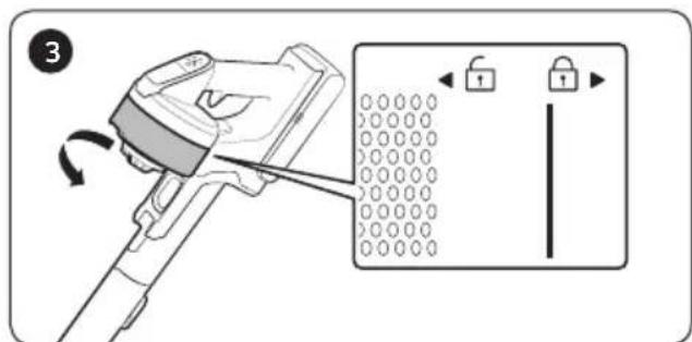 Diagram showing a device being inserted into a lock, with labeled components and directional arrows indicating movement.
