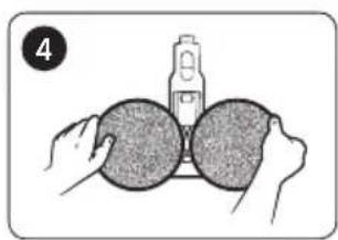 Illustration of hands holding a circular object with a device above them (no text or symbols).