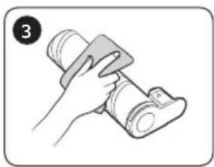 Illustration of a hand using a tool to clean or store items (no text or symbols visible)