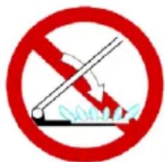 Prohibition sign with red circle and diagonal line crossing, indicating no protection or resistance