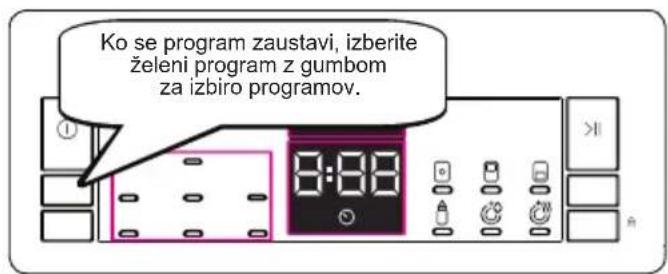 Ko se program zaustavi, izberite želeni program z gumbom za izbiro programov.