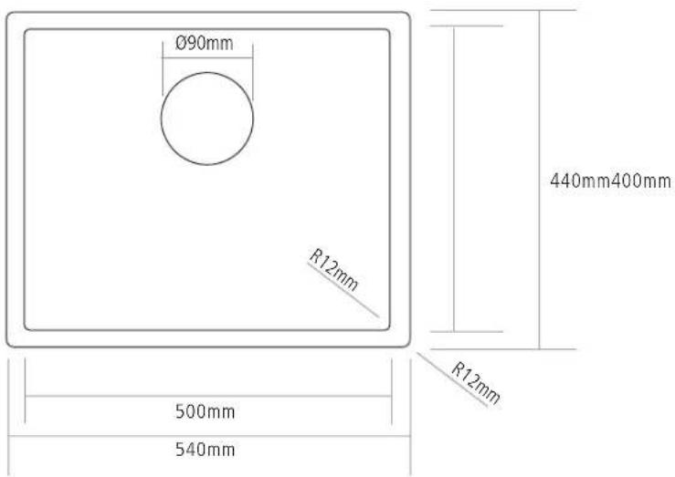 Ø90mm R12mm 440mm400mm 500mm 540mm R12mm