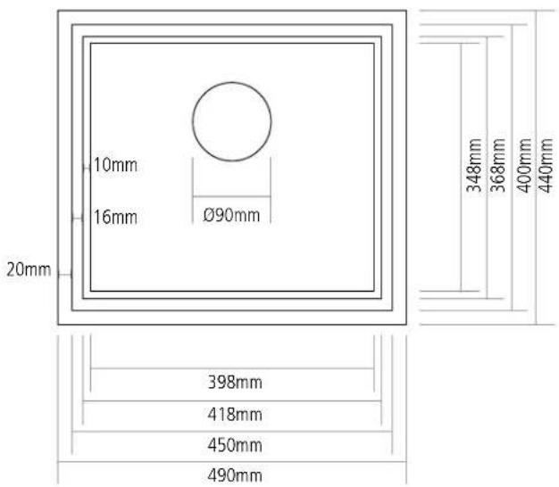 10mm 16mm Ø90mm 20mm 348mm 368mm 400mm 440mm 398mm 418mm 450mm 490mm