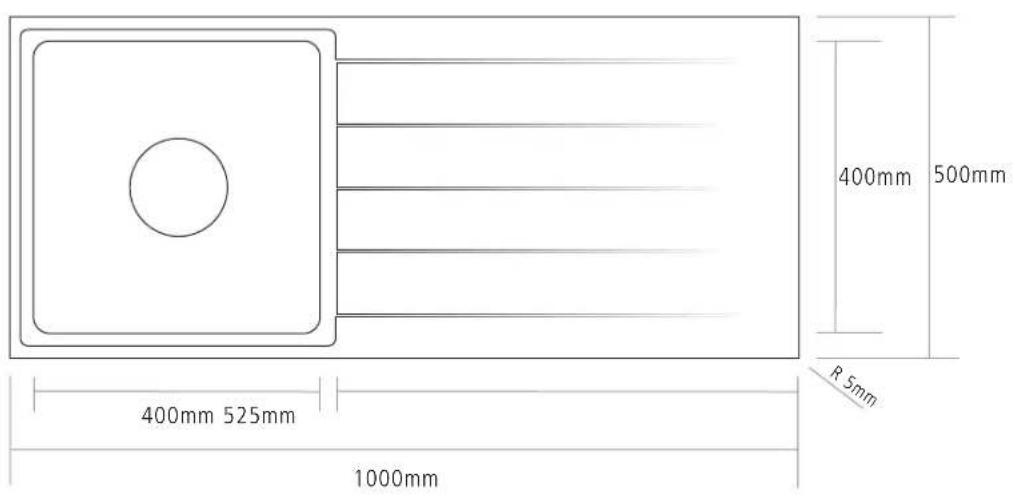 400mm 500mm 400mm 525mm 1000mm R 5mm