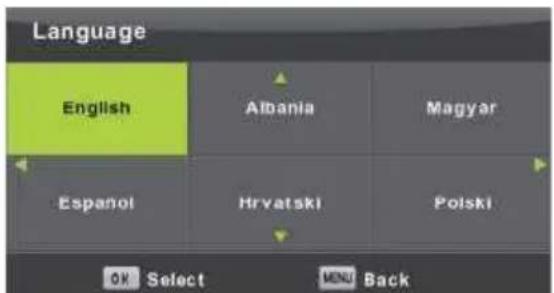 Language English Albania Magyar Espanol Hrvatski Polski OK Select MEN Back