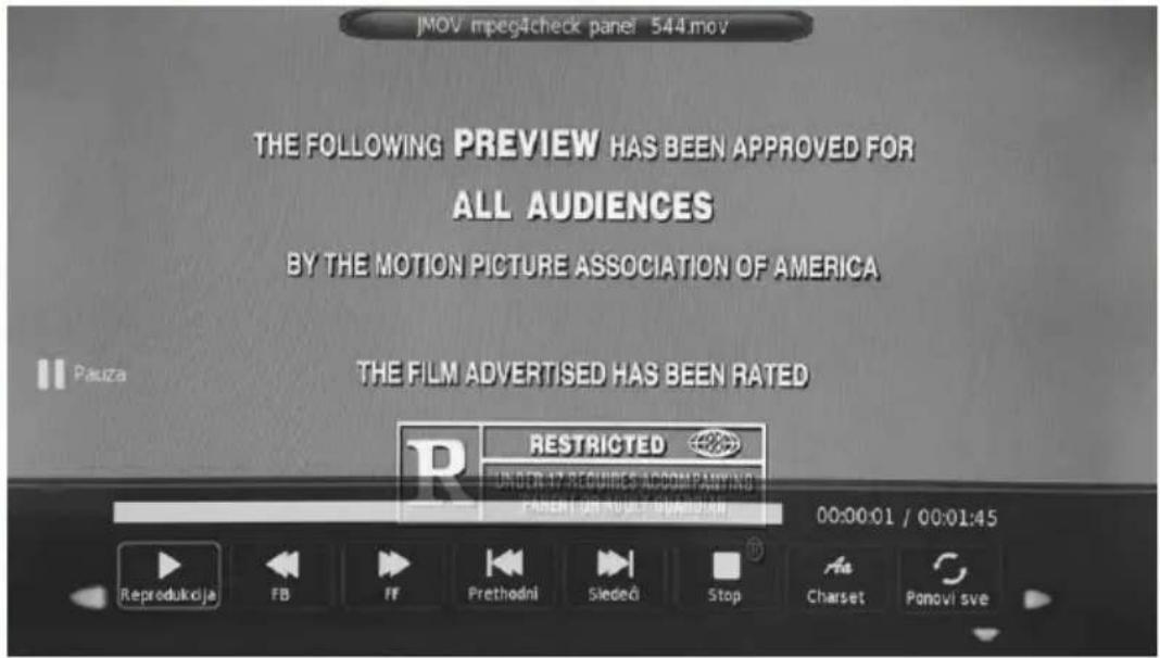 JMOV mpeg4check panel 544.mov THE FOLLOWING PREVIEW HAS BEEN APPROVED FOR ALL AUDIENCES BY THE MOTION PICTURE ASSOCIATION OF AMERICA THE FILM ADVERTISED HAS BEEN RATED RESTRICTED UNDER 47 REQUIRES ACCOMPANYING PARENT OR PART OF CHAPICAN 00:00:01 / 00:01:45 Reprodukcija FB FF Prethodni Siedeci Stop Charset Ponovi sve
