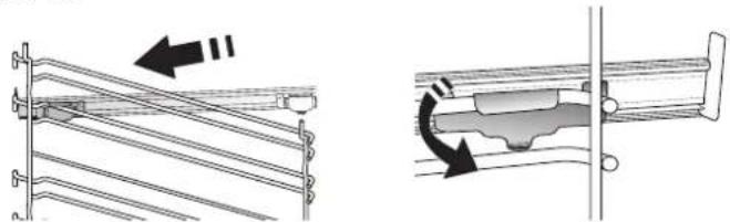 Technical diagram showing two mechanical assembly states: one with a left-angle arrow indicating rotation, the other with a right-angle arrow indicating clockwise motion (no text or symbols present)