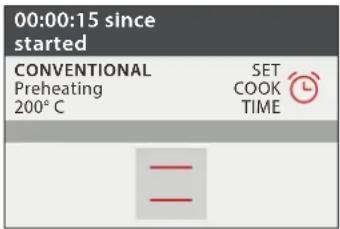 00:00:15 since started CONVENTIONAL Preheating 200°C SET COOK TIME