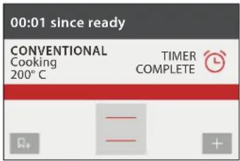 00:01 since ready CONVENTIONAL Cooking 200°C TIMER COMPLETE R+ +