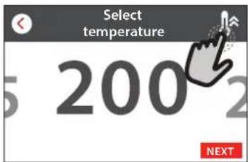 Select temperature 5 200 2 NEXT