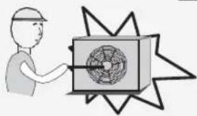 Illustration of a person opening a box with a fan inside, no text or symbols present