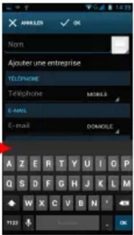 ANNUER OK Nom Ajouter une entreprise TELÉPHONE TELEPHONE E-MAIL E-mail DOMOILE A Z E R T Y U I O P Q S D F G H J K L M W X C V B N 7123 OK