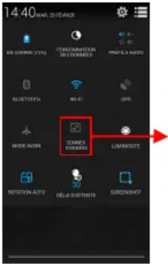 14:40 MAIL 25-FEVRER IN CHARGE (CITU) CONGOINATION ORIS DOMINEES PROFILS AUDIO BLUETOOTH WIFI GPS MODE AVION DAIMICE DOWNERS LUMINOISTÉ ROTATION AUTO DELA CTATTENTS SCREENSHOT