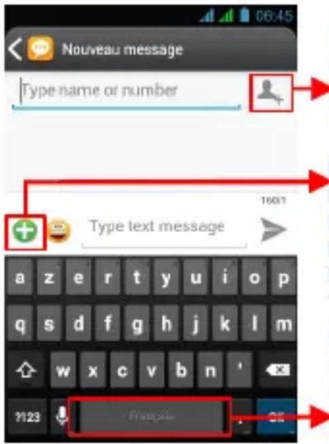 Nouveau message Type name or number 160/1 Type text message a z e r t y u i o p q s d f g h j k l m w x c v b n 7123 Française OK