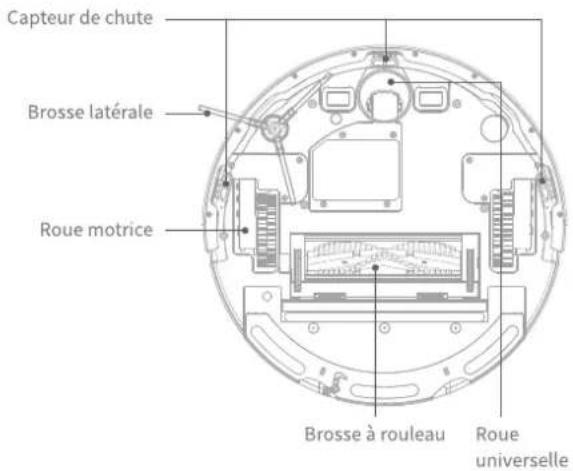 Capteur de chute Brosse latérale Roue motrice Brosse à rouleau Roue universelle