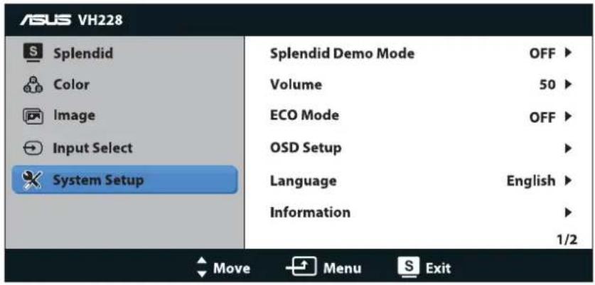 ASUS VH228H - System Setup - 1