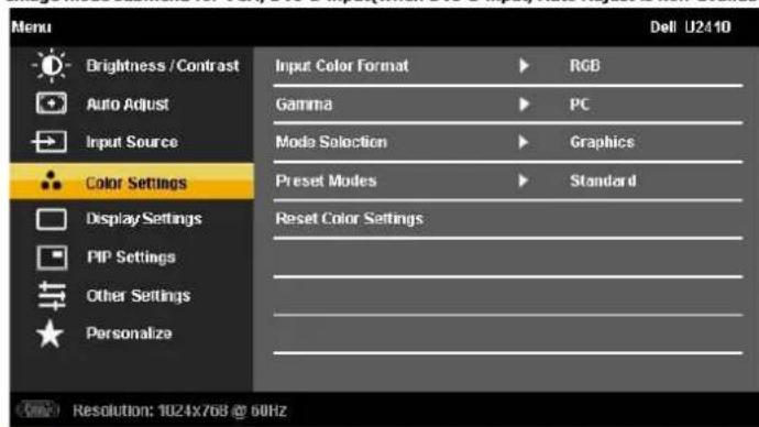 DELL U2410 - Using the OSD Menu - 8