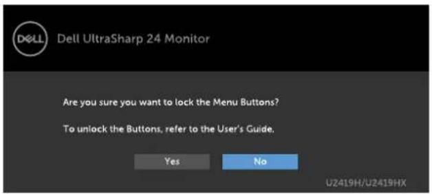 DELL U2419H - Using the OSD Lock function - 2