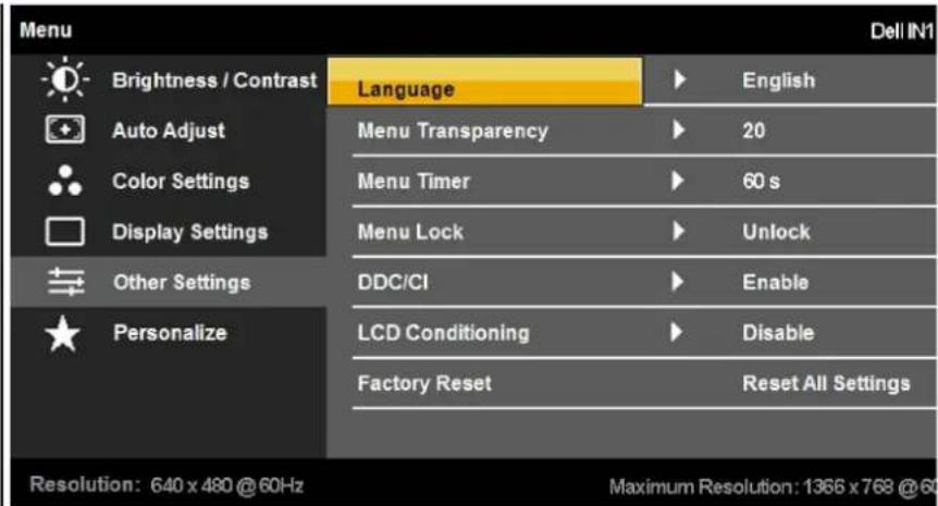 DELL IN1920 - OTHER SETTINGS - 1