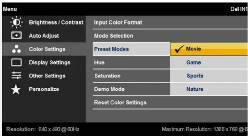 DELL IN1720 - Preset Mode - 2