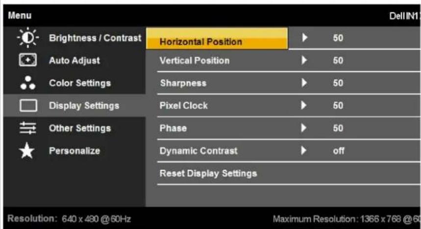 DELL IN1720 - DISPLAY SETTINGS - 1