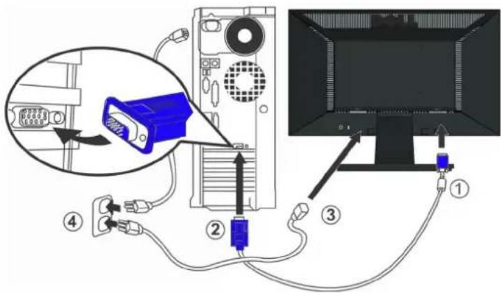 DELL IN1720 - Connecting the Blue VGA Cable - 1