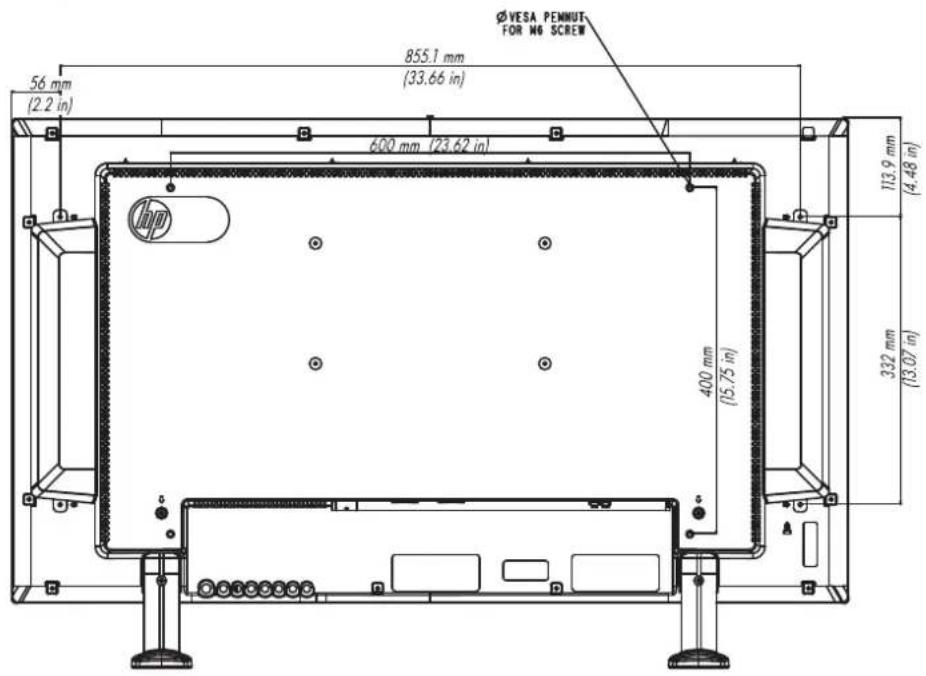 HP LD4710 - HP LD4201 and HP LD4210 dimensions (with optional stand and speakers) - 2