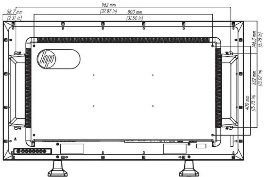 HP LD4710 - HP LD4710 dimensions (with optional stand and speakers) - 2