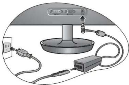 BENQ V2320 - Connect the power cable to the monitor and power outlet. - 1