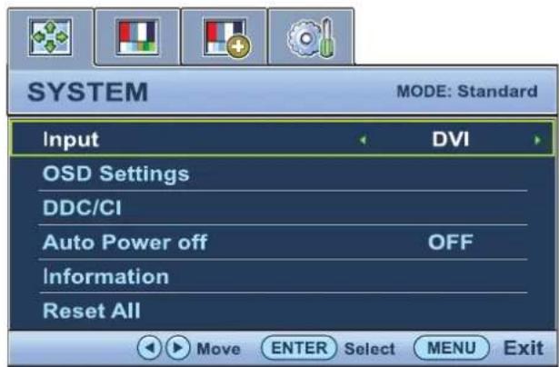 BENQ V2320 - System menu - 1