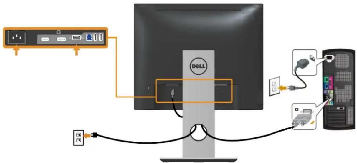 DELL P2217Wh - Connecting the VGA cable - 1