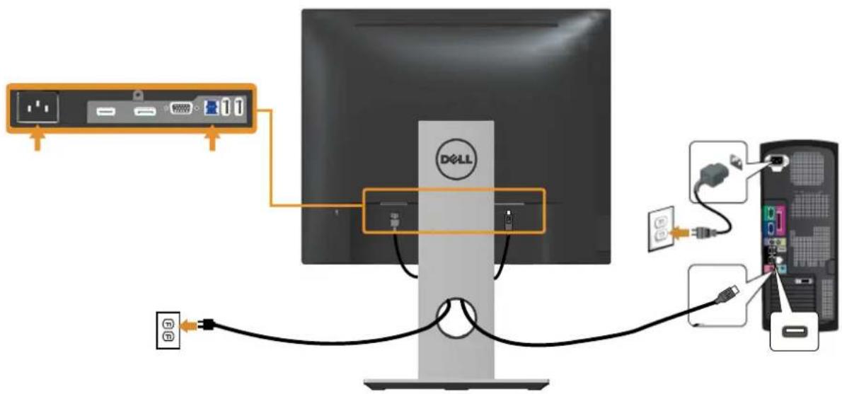 DELL P2217Wh - Connecting the USB 3.0 cable - 1