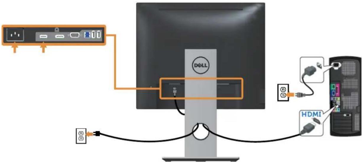 DELL P2217Wh - Connecting the HDMI cable (optional) - 1