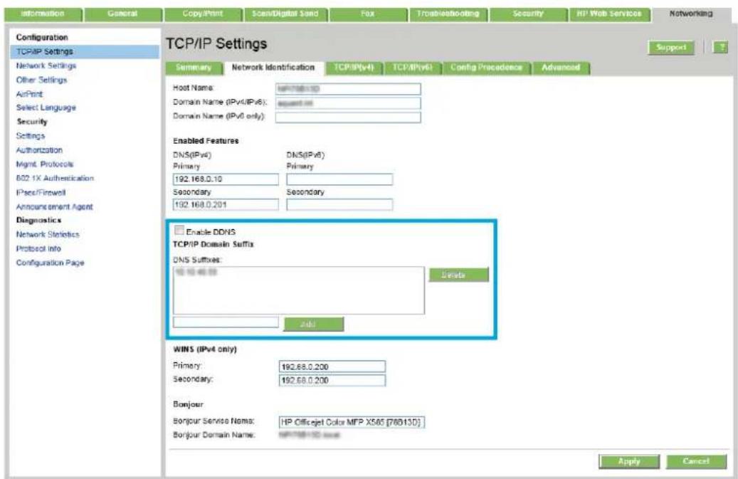 HP Pagewide Enterprise Color MFP 586f - Step two: Configure the Network Identification settings - 2