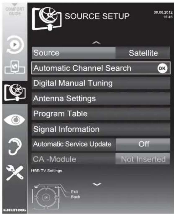 GRUNDIG 55 VLE 983 BL - Searching for digital television channels from a satellite automatically - 1