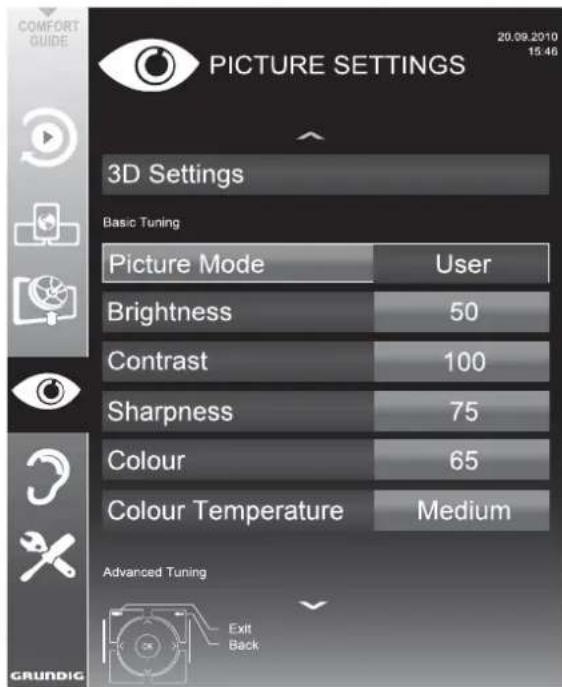 GRUNDIG 55 VLE 983 BL - Picture settings - 1