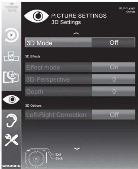 GRUNDIG 55 VLE 983 BL - 3D Settings - 1
