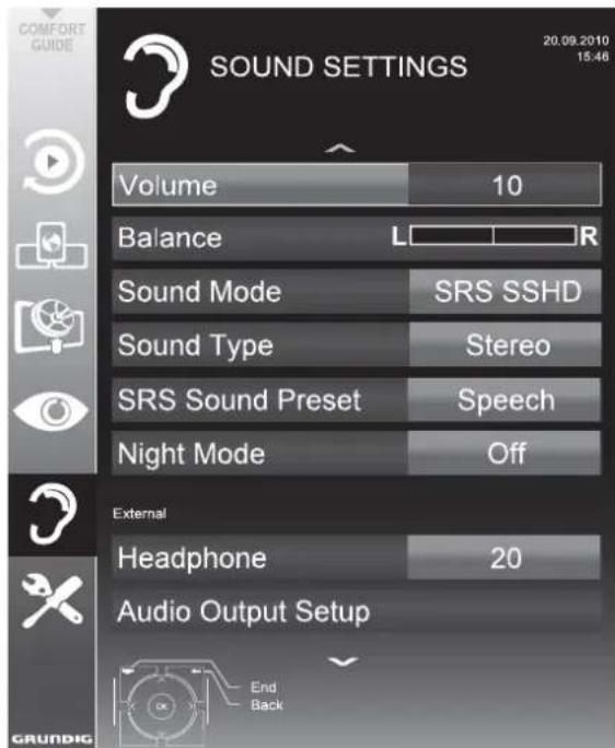 GRUNDIG 47 VLE 973 BL - Sound settings - 1