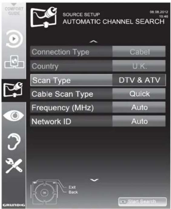 GRUNDIG 47 VLE 973 BL - Searching for television channels from the cable provider automatically - 1