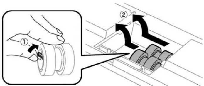 Diagram illustrating a mechanical assembly process with labeled steps and directional arrows indicating motion or movement.