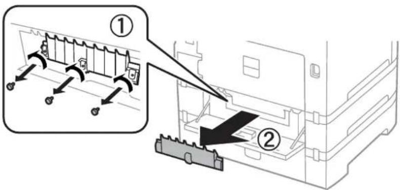 Diagram showing two labeled components (① and ②) of a mechanical or electronic device with directional arrows indicating movement or assembly.