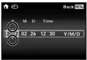 Back MENU M D Time 20:2 02.26 12:30 Y/M/D